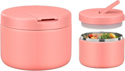 Itslife Thermobehälter für Essen 350ml Edelstahl Warmhaltebebehälter, Kinder auslaufsicherer Lunchbehälter mit Schnallenabdeckung, Weithals, Isolierung, geeignet für kaltes&heißes Essen Rosa