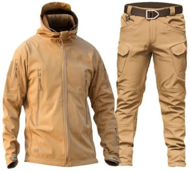 Oanviso Herren 2 Teilig Windjacke Tactical Übergangsjacke Combat Regenjacke Taktische Cargo Hose Warm Winter Uniform Set Militär Anzug Männer Outdoor Jagdbekleidung