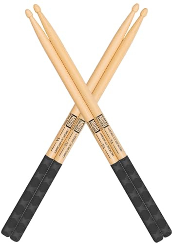 Schlagzeugstöcke, American Hickory Schlagzeugstock, Schlagzeugstöcke für Schlagzeug, Baquetas para Bateria, Schlagzeugzubehör für Schlagzeug, 5A Schlagzeugstöcke mit rutschfestem Gummigriff (5A-2 Paar