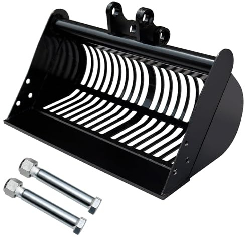 Fafeicy 600 mm/23,62 Zoll Sieb-Skelettschaufel, Minibagger-Anbaugeräte für die Bodenfiltration, Breite Siebschaufel für die Sand-, und Gesteinsfiltration