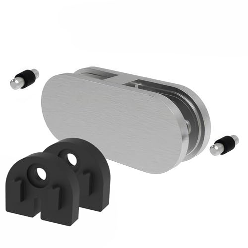 PRIOstahl Glashalter Doppelglashalter 180 Grad doppelseitig Edelstahl V4A rostfrei – Glasklemme für Glasstärke 10 mm – 107x45x30 mm – inkl. 4 Gummieinlagen & 2 Sicherungsstifte – Balkon Geländer