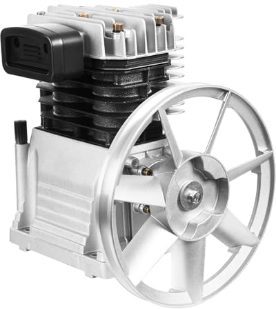 PAC Piston Air Compressor Pump Head, 960RPM Motor Compressor Pump Head Air Tool 3HP, with Twin Cylinder Oil Lubricated+ Silencer and Belt, for Gas Conveying Synthesis Refrigeration Separation (2065)