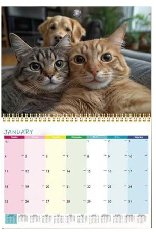 Schreibtischkalender mit Katzen-Motiv, künstlerischer Seitenplaner 2026, stehender Organizer, kompaktes Display-Design, ideal für Tisch, Schreibtisch, Arbeitsbereich, Büro, Zuhause, Raumplanung