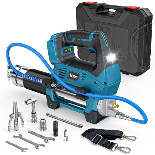 Ecarke 12 000 PSI batteridriven fettpress kompatibel med Makita 18 V-batteri (utan batteri), borstlös motor, 3-stegs hastigheter, 1 m flexslang, 90°-adapter, LED-ljus idealiskt för tunga maskiner