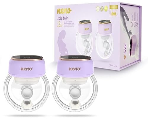 Elektrische Doppelmilchpumpe Hands Free, 3-Phasen-System - Neno Sole Twin | 8 Saugstufen je Modus, 210-ml-Milchbehälter, 24-mm-Brustschilde + 20-mm-Reduzierer, USB-C, bis 150 Min.