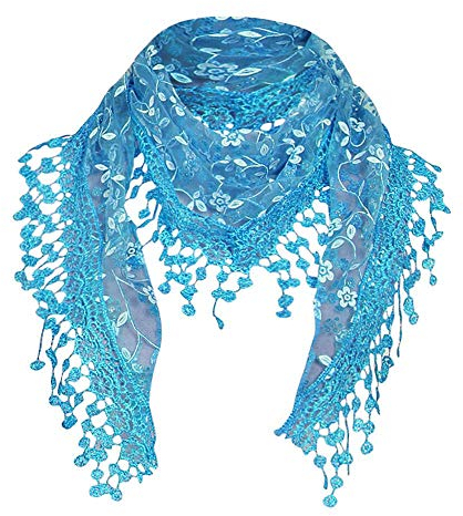 YEBIRAL Heißer Verkauf Damen Schal Lace Frauen Accessoires Tücher Halstuch Dreieck Schals 15 Farben(Azure Blue)