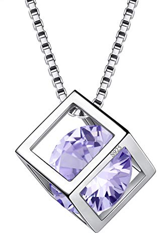 Aurora Tears Dezember Birthstone Anhänger Blue CZ Square Anhänger Halskette Geburtstagsgeschenke für Frauen und Mädchen 17.7 DP0028D