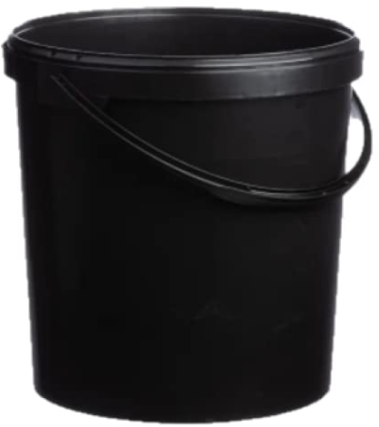 5 X 20 Litre Black Plastic Buckets with LIDS and Plastic Handle, Hard Wearing Bucket