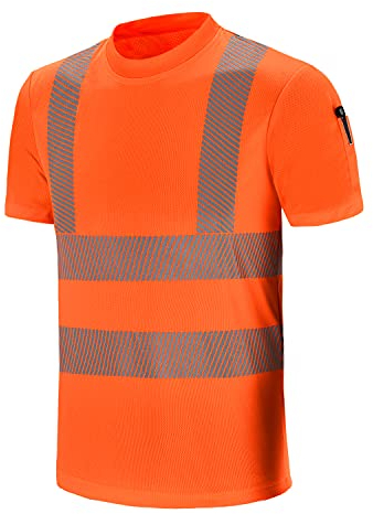 AYKRM Warnschutz Herren, Damen, unisex, Kurzarm, T-Shirt Warnschutzshirt Warnshirt (Orange, XL)