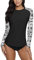 BesserBay Damen UV Shirt Damen Langarm Bademode Rash Guard Tankini UPF 50+ Schwarz Gr.- 38 EU/Medium