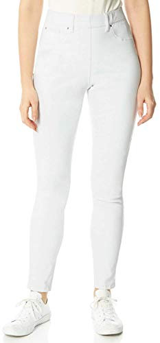 Roman Originals Jeggings for Women UK Jean Ladies Stretchy Trousers Denim Leggings High Waist Rise Pull On Skinny Straight Leg Cotton Pants Smart Casual - White (31 inch) - Size 14