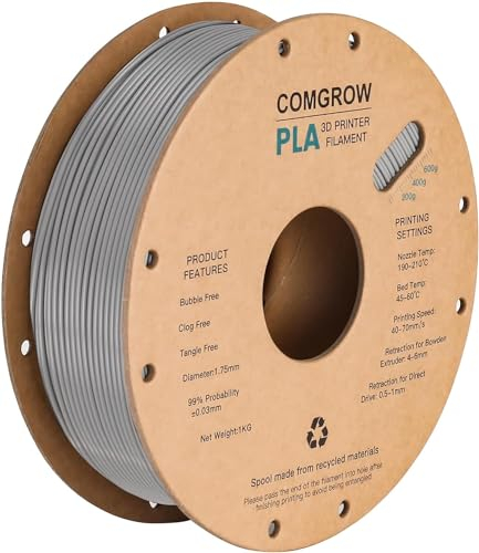 Ender PLA Filament 1.75mm 3D Printer Filament PLA for 3D Printer 1kg Spool (2.2lbs), Dimensional Accuracy of +/- 0.02mm PLA Grey