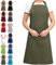 EllaTex Damen/Herren/UNISEX Schürze Kochschürze Kellnerschürze Bistroschürze Küchenschürze Grillschürze Latzschürze 100% Baumwolle, Farbe: Khaki