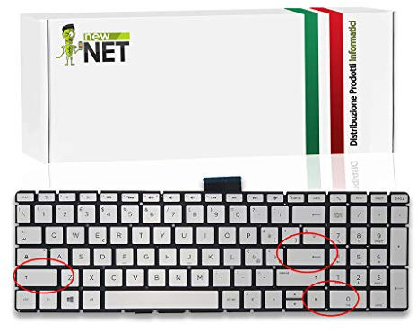 NewNet Keyboards - Tastiera Italiana Compatibile con Notebook HP Pavilion Power 15-cb023nl Power 15-cb027nl Power 15-cb028nl Power 15-cb029nl Power 15-cb531nl Argento Retroilluminata