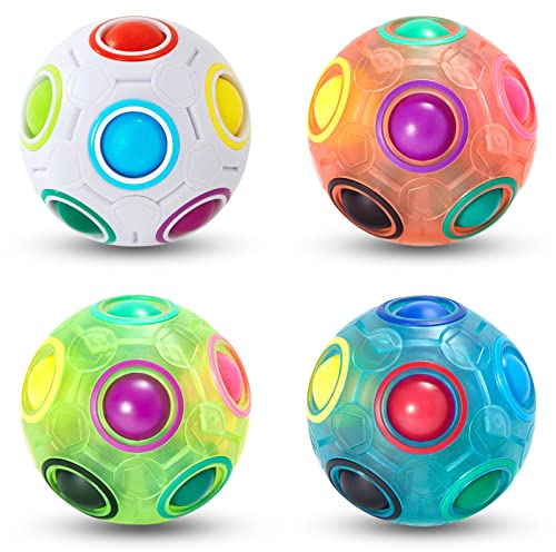 Vdealen Regenbogenball Set Magischer Puzzleball Zappelball Spiel Spaß Stressabbau Geschicklichkeitsspiele Pädagogische Spielzeug Denksport Ball Spielzeug Knobelspiel für Kinder Teens & Erwachsene