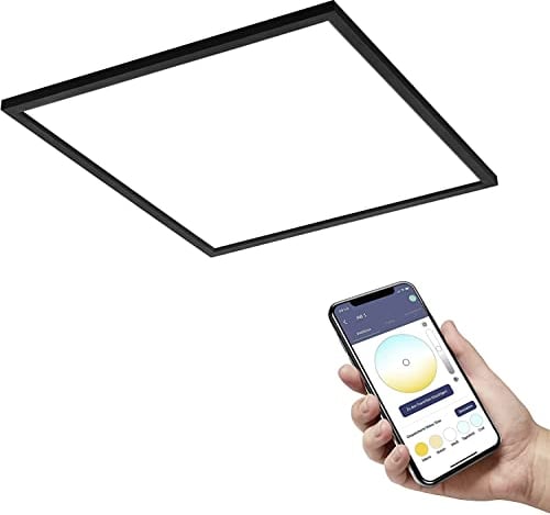 EGLO connect.z Smart-Home LED Panel Salobrena-Z, L x B 59,5 cm, ZigBee, App und Sprachsteuerung Alexa, Lichtfarbe einstellbar (warmweiß-kaltweiß), dimmbar, Alu Deckenlampe schwarz