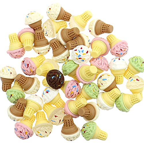 40 Stück 3D-Eiscreme-Harz-Anhänger ohne Loch, Perlen für DIY, Scrapbooking, Verzierung, Handyhülle, Haarspange, Bastelbedarf, Schmuckherstellung, gemischte Farben