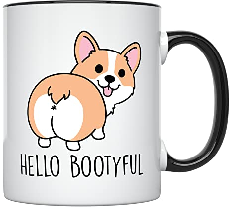 YouNique Designs Corgi Tasse für Corgi Liebhaber, 325 ml, Corgi Tasse für Frauen, Corgi Tasse, Corgi Mugs, Corgi Merchandise, walisische Corgi Kaffeetasse, Kaffeetasse Corgi (schwarzer Griff)