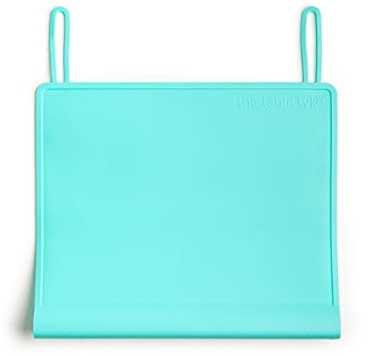 The Table Tyke 100% Silicone Placemat with Teething Edge Bumper/Spill Stopper | Dishwasher Safe, Travel Ready Non-Slip Suction Activity Mat for Infants, Babies, Toddlers, Children, Kids Turquoise
