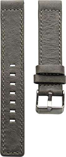 Oozoo Armband Uhrenband Uhrenarmband Leder Lederband mit Dornschließe Grau 22 mm