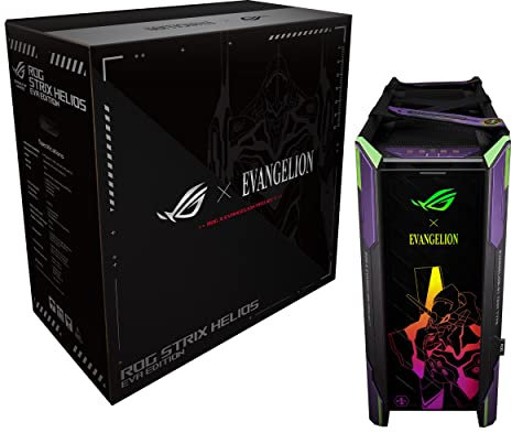 ASUS ROG Strix Helios EVA Edition, Case Gaming, ATX e EATX, Mid Tower, Vetro Temperato Fumé su Tre Lati, Illuminazione Aura Sync RGB, Telaio in Alluminio, Maniglie per il Trasporto, USB 3.1, Nero