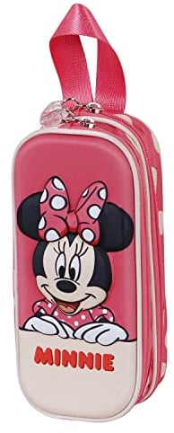 Minnie Mouse Bobblehead-3D Double Pencil Case, Pink, 22 x 9.5 cm