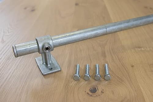 Befestigungsstange Stahl, Länge 60 cm, Befestigungsstange für Treppen und Leitern, Hilberts, Durchmesser 26,9 mm, Hergestellt aus verzinktem Stahl, Inklusive Befestigungsmaterial und Schrauben.