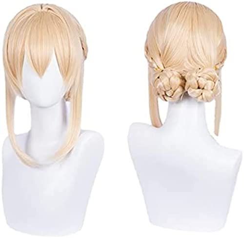 ZUKKY Anime Violet Evergarden Cosplay Perücke Kurze gerade Perücken mit Pony Cosplay Zubehör for Frauen Mädchen mit Perückenkappe Schönheit