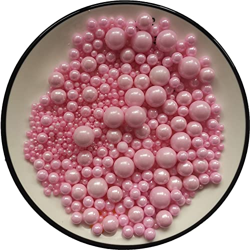 Edible 120g/ 4.2oz Sugar Pink Pearl Sprinkles Candy Pearls Cake Decoration Cupcake Toppers Cookie Decorations for Wedding Birthday Halloween Thanksgiving Christmas Christening