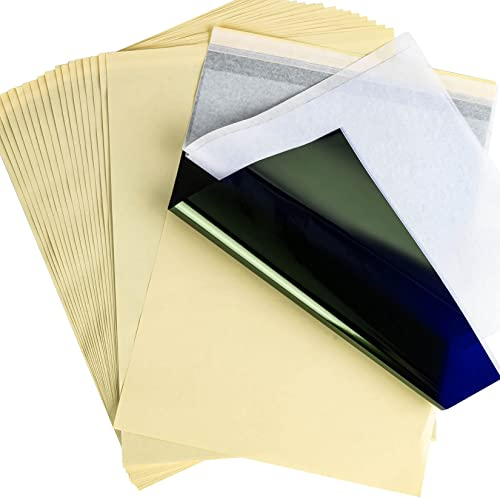 Sukh 20PCS Tattoo Transfer Paper - Tattoo Stencil Paper for Tattooing Thermal Transfer Paper Transfer Paper for Tattooing Temporary Tattoo Paper for Tattoo Stencils Kit 8.5 X 11Inch