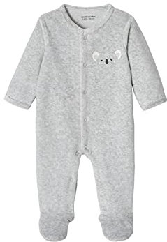 VERTBAUDET Babyschlafsack mit Tiermotiv, Velours, Grau meliert, 24 m (86 cm)