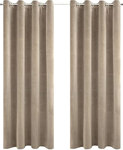 Ystyle Tende Per Interni In Velluto 2 Pezzi, 140x280cm, Tende Oscuranti Camera Da Letto Moderne Con Occhielli, Tenda Termica Isolante Freddo Per Soggiorno Salotto Cameretta, Cammello