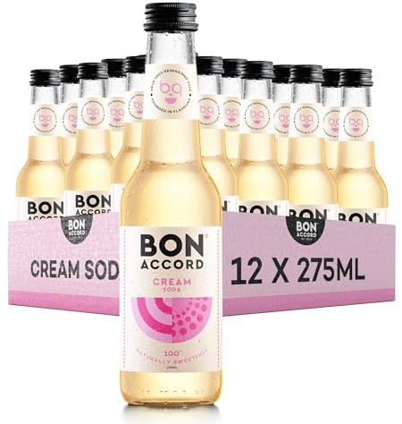 Cream Soda 275ml Pack of 12 From Bon Accord – Plant Based Cream Soda Fizzy Soft Drink with Natural Flavours and No Artificial Sweeteners