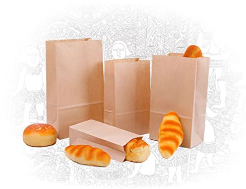 jojofuny 50 Stück Geschenktüten Einkaufstasche Papiertüten Geschenktüte Einschulung Partytüten Aus Papier Lebensmittelbeutel Aus Kraftpapier Lebensmitteltüten Aus Papier Quadratischer Boden