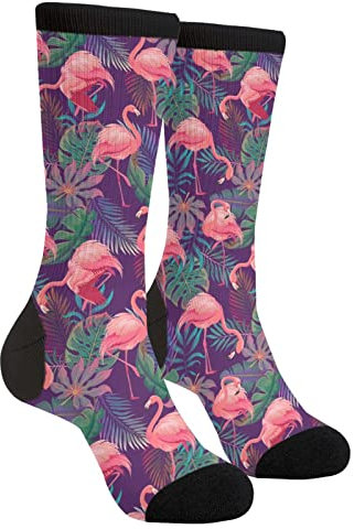 GJLNTRF Chaussettes fantaisie amusantes décontractées athlétiques folles mignonnes chaussettes pour homme et femme, flamant rose, taille unique
