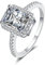 Sterling Silber Ringe Damen, Verlobung Ringe Frauen Quadrat Halo Ring mit Zirkonia 5x7mm Ringe Größe 51 (16.2)