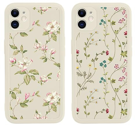 Yoedge 2 Stück Blumen HandyHülle für Apple iPhone 11 Hülle Blume 6,1, Silikon Handy Hülle für iPhone 11 Case 3D Flower Muster Aesthetic Mädchen Frauen Geschenk Schutzhülle Weiß Cover