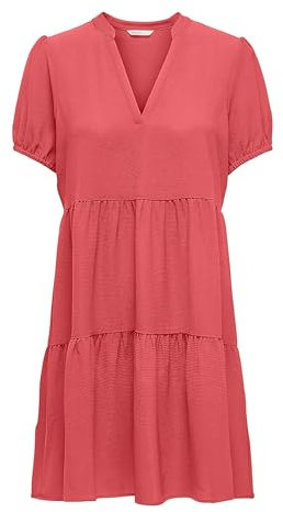 ONLY Onlnova Life S/S Thea Dress Solid Ptm Robe d'été, Rose of Sharon, M Femme