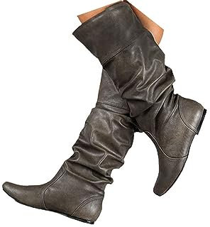 EGSDMNVSQ Stivali Alti Stivali Lunghi Da Donna Stivali Piatti Sopra Il Ginocchio Stivali Invernali Stivali Gotici Scarpe Con Tacco Basso Stivali In Pelle Autunno Inverno