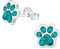 Laimons Mädchen-Ohrstecker Ohrringe Kinderschmuck Hundepfote Pfote mit Glitzer aus Sterling Silber 925 (Mint)