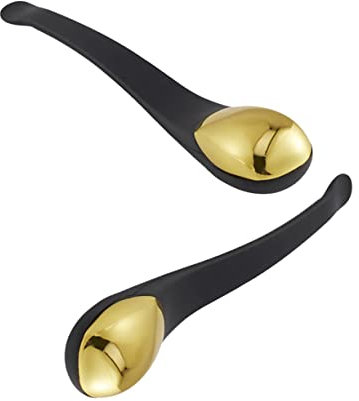 FRCOLOR 2 Pièces Spatule Crème Contour Des Yeux Scoop De Beauté De Massage Facial Bâtons De Massage Anti-rides Spatule Cosmétique Rouleau Oculaire Outils Cuillère à Creuser Métal