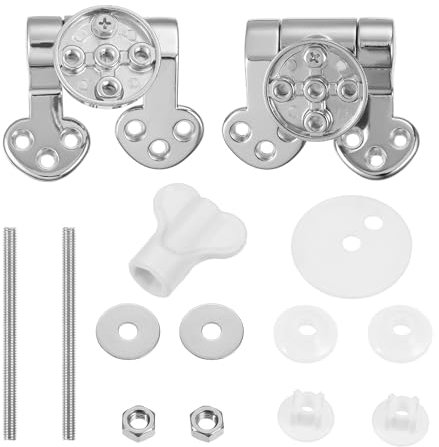 EUIOOVM Toilet Seat Hinges, Soft Close Toilet Seat Fittings (Zinc Alloy), Replacement Hinges with Fittings Accessories and Repair Parts, for Most Wooden Resin Seat