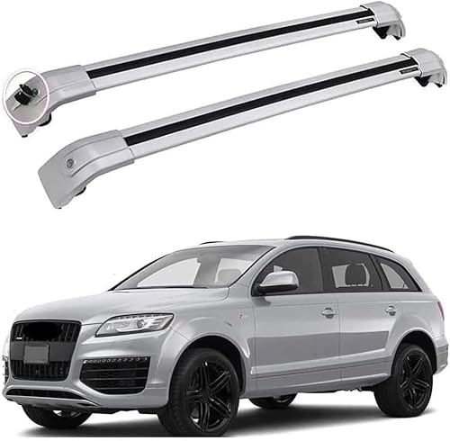DTGTEX Dachträger Dachgepäckträger für Au-di Q7 2007-2015, Verstellbare geschlossene Seitenschiene Aluminium Fahrradträger Dachboxen