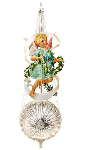 HAMBURGER WEIHNACHTSKONTOR® - Christbaumschmuck Nostalgische Blütenkugel mit Engel