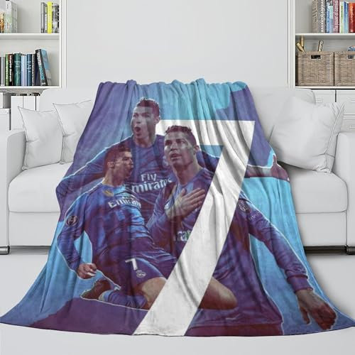 REIPOL Ronaldo Flanell Decke - Fußball Gemütliche Decken Für EIN Schnelles Nickerchen An Einem Faulen Nachmittag - Geeignet Weihnachten Geburtstag Hochzeit Geschenk 50x60inch(127x152cm)