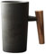 Tasse à Café Avec Poignée En Bois Tasse à Café En Céramique 220 Ml Ergonomique Exquise En Grès Tasses Vintage Maison Tasse En Céramique Pour Le Thé Boissons Eau Noir