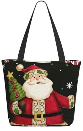 LAMAME Bunte Schultertasche mit Ziegelstein-Druck, lässige Handtasche, große Kapazität, Einkaufstasche, weihnachtsmotiv, Einheitsgröße