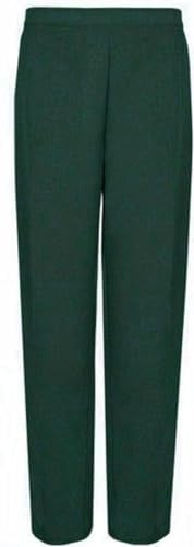 Ladies Half Elasticated Waist Trousers 2 Front Side Pockets Short Regular Long Length Business Office Work Womens Pants Bottoms UK 8-24 (UK, Numeric, 14, Regular, Long, Bottle Green)