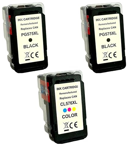 Eurotone PG-575XL CL-576XL 575 XL 576 XL Multipack Druckerpatronen Kompatibel für Canon 575 576 Patronen für PIXMA TS3550i TS3551i TR4750i TR4751i (3er-Pack 2X 575 XL Schwarz + 1x 576 XL Farbe)