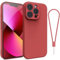 Andwing For iPhone 13 Pro Case Silicone Case Soft Ultra Slim Protective Shockproof Silicone Case Scratch-Resistant Microfiber Lining, 6.1 Camellia Red